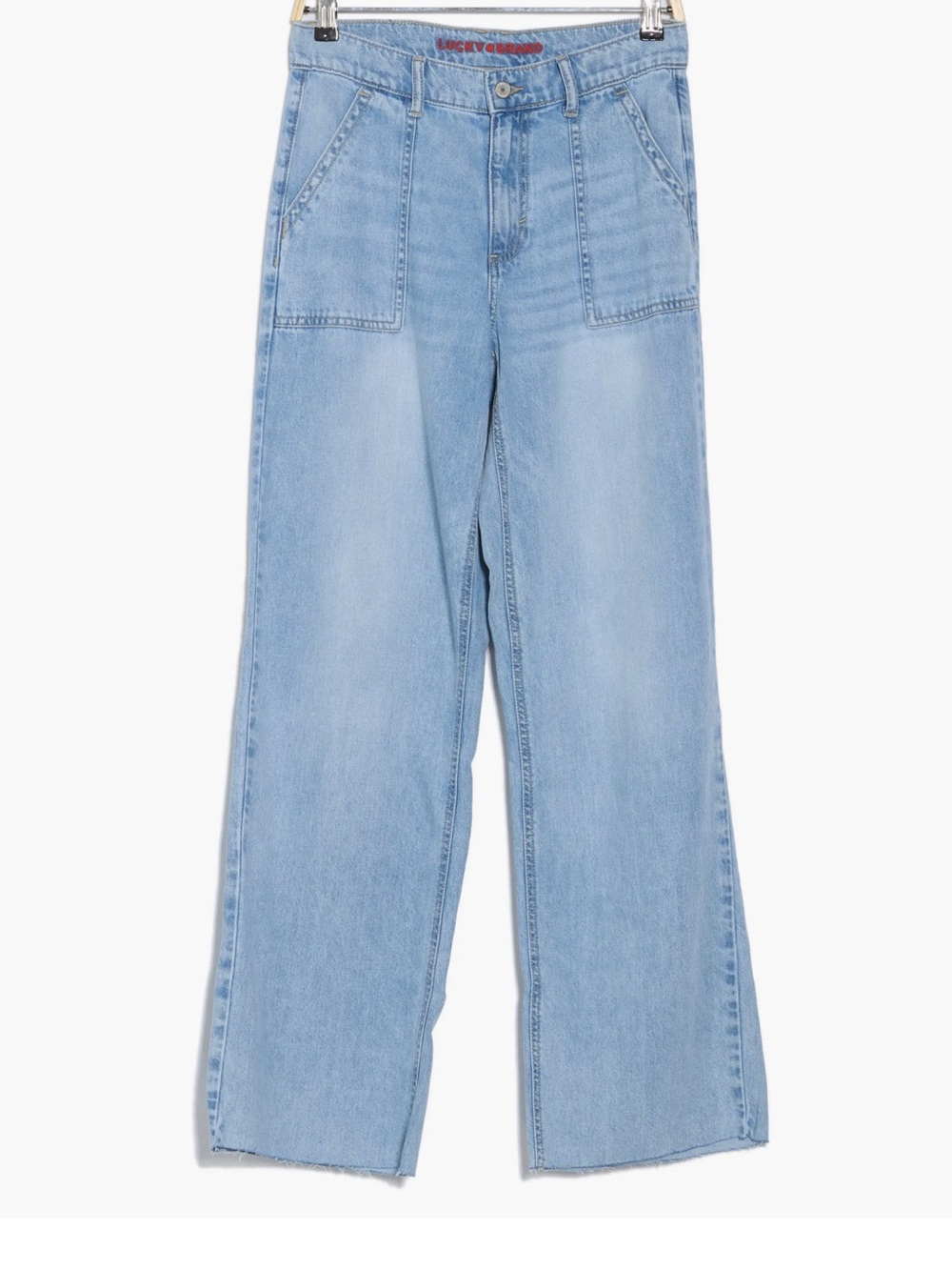 Lucky brand wide leg raw hem utility jeans